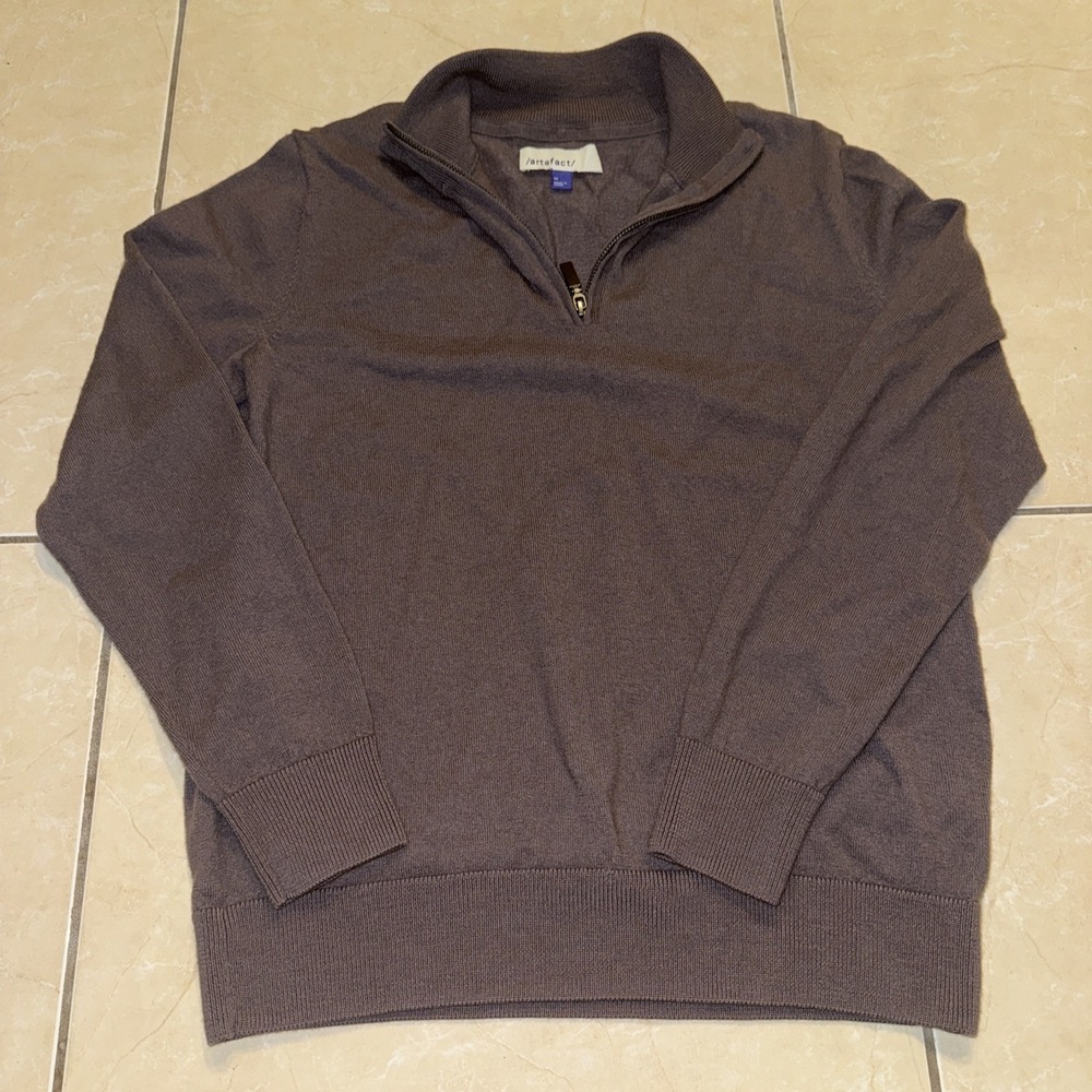 Artefact 100% Merino Wool Quarter Zip Pullover Sweater Purple Men's Size Medium